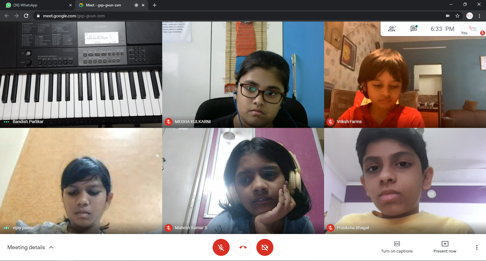 Online guitar lesson screenshot from a SSSSV class